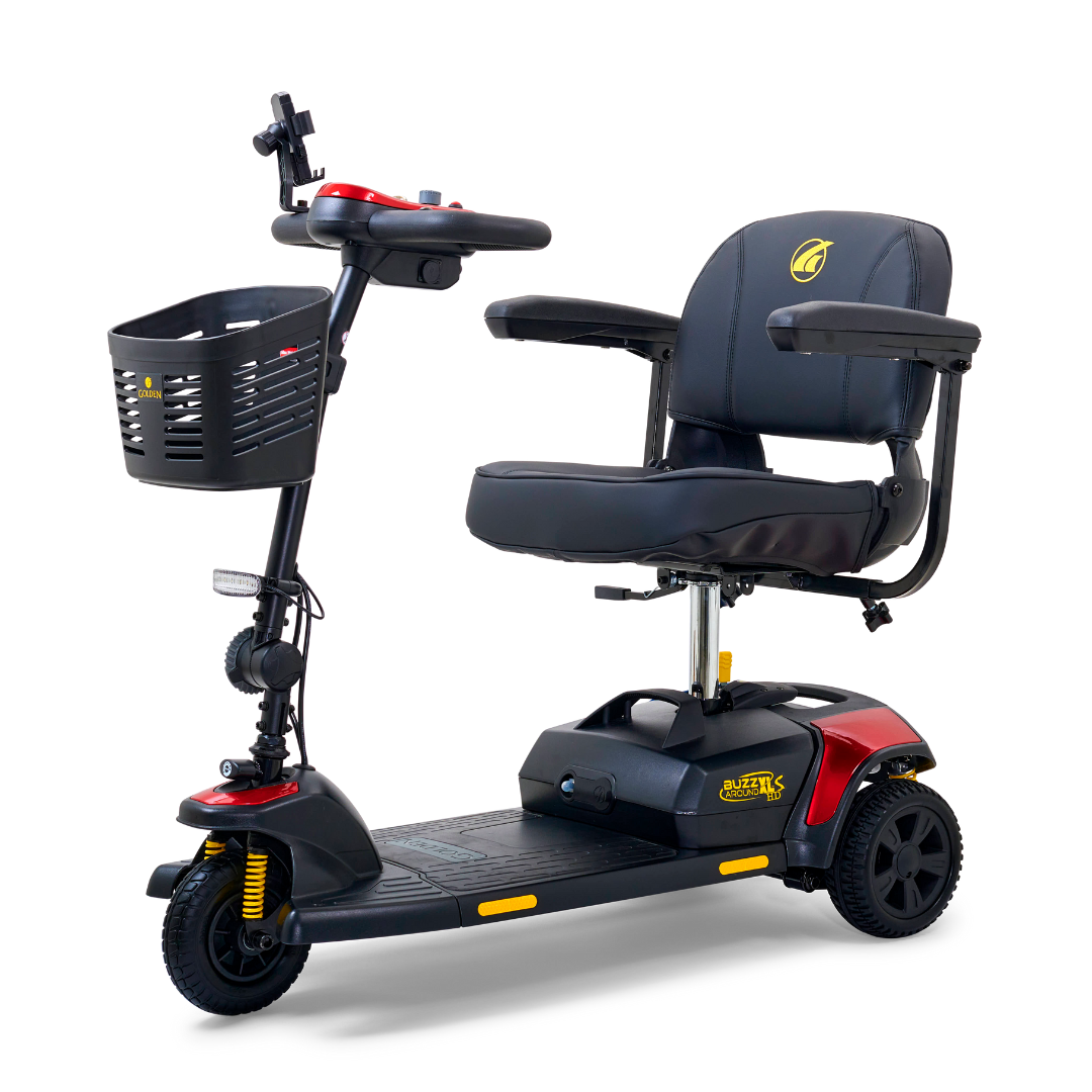 Golden Tech Buzzaround XLS-HD 3-Wheel Portable Scooter with Suspension - Red variant left